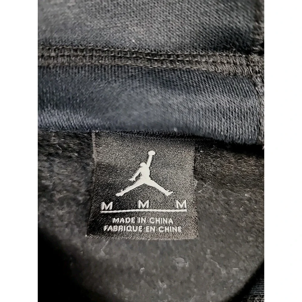 Jordan Jumpman Sweatshirt Hoodie‎ M Blue Gray Quilted Black Blact Cat 23 Bulls